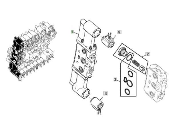 DQ44172 - Conjunto corpo controle da descarga - aplicação John Deere 1450/1550